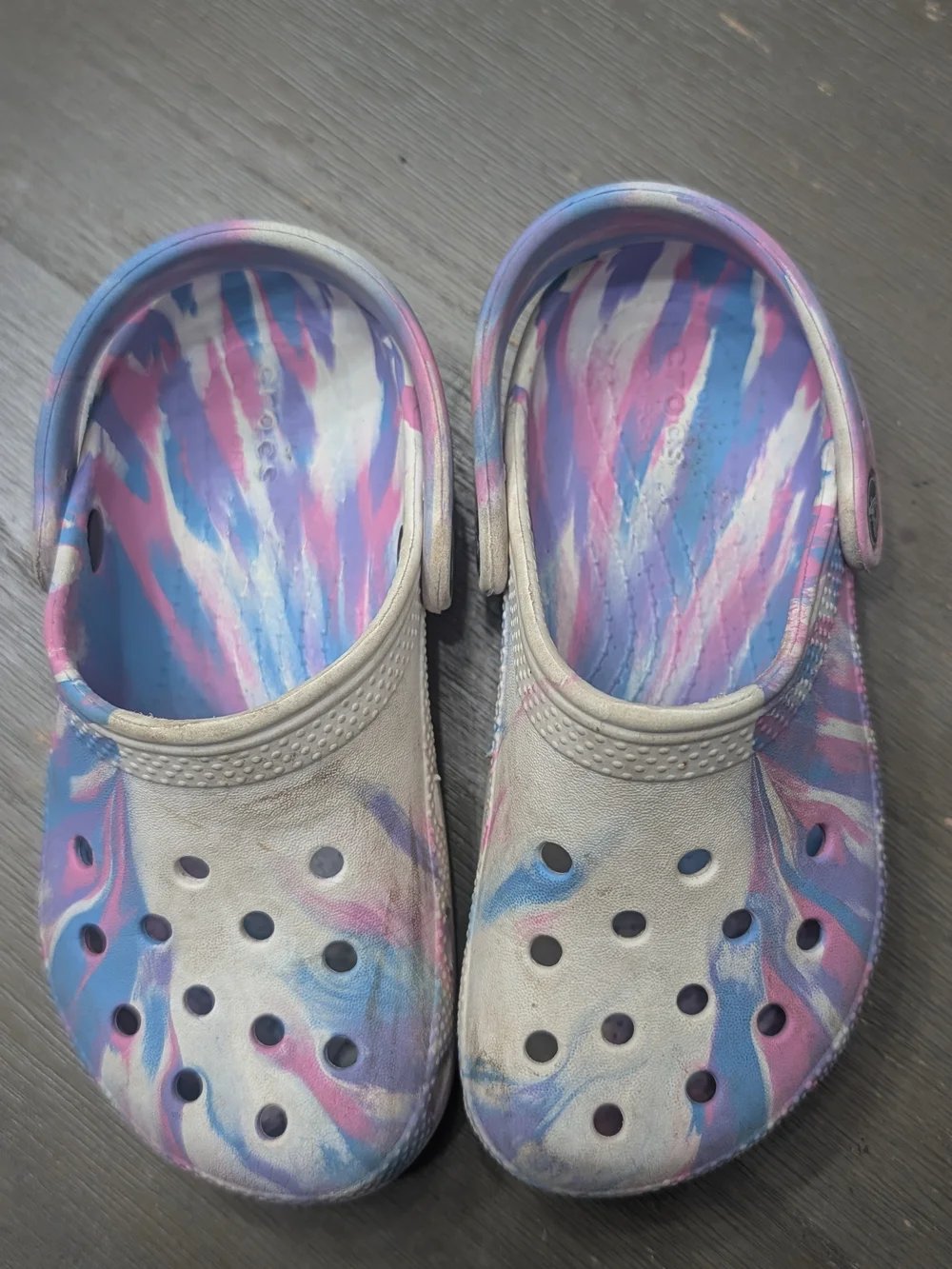 CROCS Kids Marbled Pastel Blue Pink Purple Clogs
